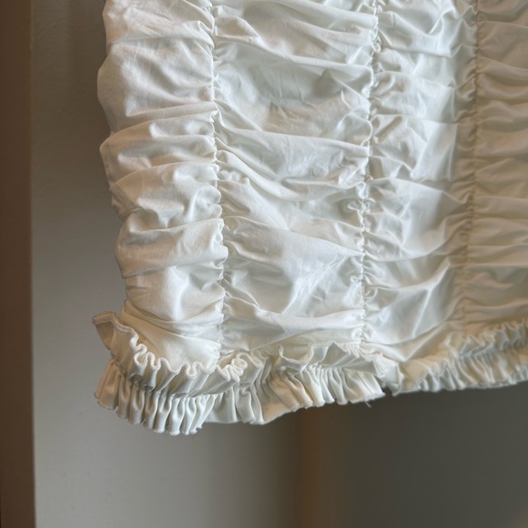 House of CB Hermoine Off-the-Shoulder White Rouched Mini Dress - Picture 5 of 9